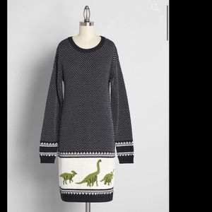ModCloth Dinosaur Fair Isle Sweater Dress